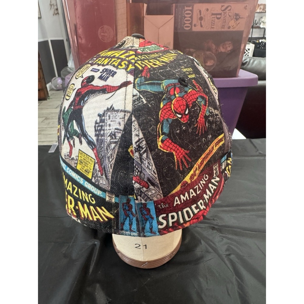 Spiderman Hat Men's One Size All Over Print Super Hero Comic Book‎ Cover Fitted - Picture 3 of 8